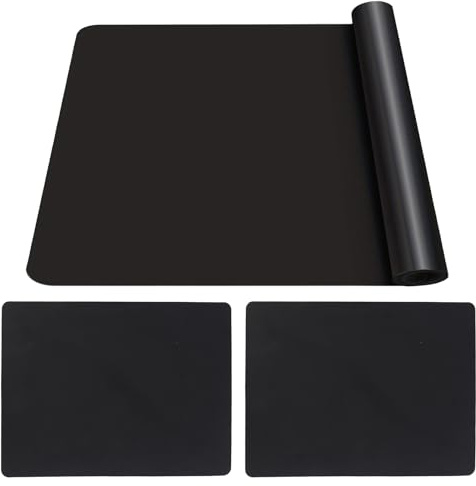 3 Pcs Large Silicone Mat for Kitchen Worktop Protector, Multifunctional Heat Proof Mat, Non-Slip and Heat Resistant Desktop Protector for Countertops, Crafting and Baking, 60x40CM, 30X40CM (Black)