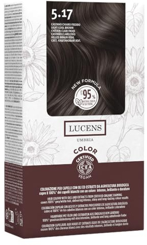 Lucens Umbria Color Kit 5.17 Castano Chiaro Freddo Senza Ammoniaca Vegan | Kit colore permanente vegan 517 Castano Chiaro Freddo: senza ammoniaca, con estratti naturali