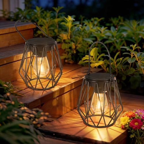 Kimjo Farolillos Solares Exterior Colgantes, Lampara Solar Exterior Jardin