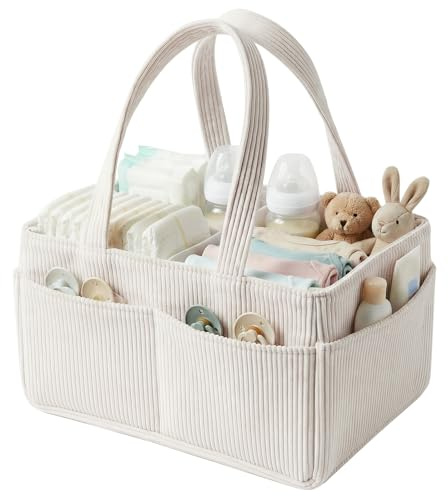 AULSAM Wickeltisch Organizer, Unverzichtbares Geschenk zur Geburt (Beige) | Aufbewahrung, Wickelzubehör, mit Herausnehmbaren Fächern für Wickel und Babysachen