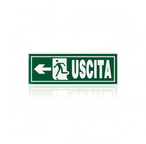 Cartello Uscita di Emergenza, Verde, PVC, 30x10,5 cm, Montaggio a Parete, Segnaletica di Sicurezza