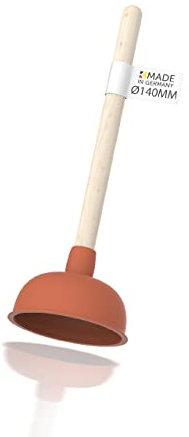 Kirchhoff 99908200 Profi-Pömpel 140 mm, Saugglocke für verstopfte Toilette, Badewanne, Dusche, WC-Pümpel zur chemielosen Reinigung, großer Abflussreiniger bei Verstopfung, Rot