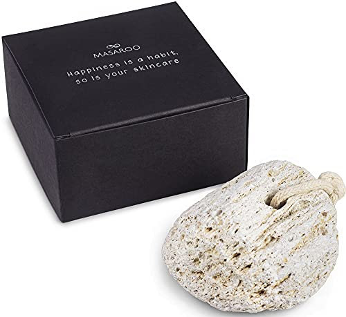 Masaroo Natürlicher Bimsstein für Füße - Natürlicher Fußschaber - 100% chemiefrei, platikfrei und giftfrei - Harte Haut und Hornhautentferner für Füße