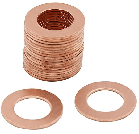 sourcing map 20Stk.12mm Innendurchmesser Kupfer Quetschscheiben Flachdichtungen Plattenringe
