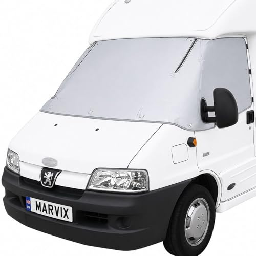 Außen Thermofenstermatte Silber Thermoschutz Abdeckung für FIAT Ducato, Peugeot Boxer, Citroen Jumper von 1994-2005 Außenisoliermatte Wohnmobil Abdeckung Sonnenschutz