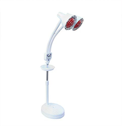 KPfaster Double Head Type Infrared Light Stand Infrared Heat Lamp 275W 110v Near Infrared Heat Lamp for Pain Red Light Standing Lamp Set