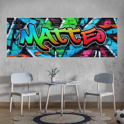 tjapalo vr191 Cooles Wandbild Graffiti Poster mit Namen personalisiert Graffiti Kinderzimmer Poster Name XXL Wandbild Teenager junge Mädchen Name, Größe: B100xH35cm