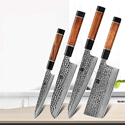 Set di posate da cucina Damasco in acciaio VG10 Core 4 pz. UTILITY CHEF CLIONTAVER SANTOKU COLTELLO IN ACCIAIO INOSSIDABILE ACCIAIO ACCIAIO ATTREZZI STRUMENTI COLTELLO CUCINA