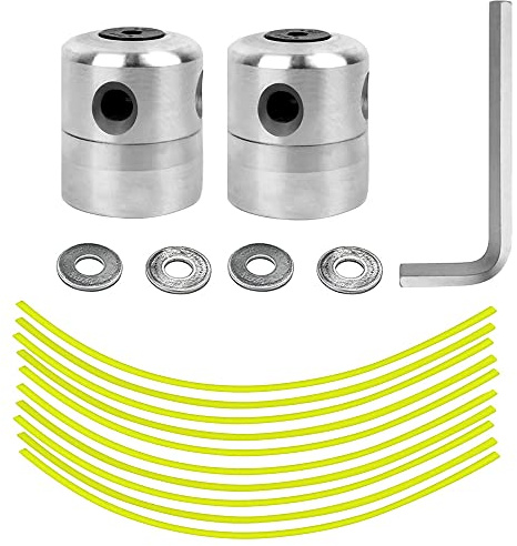Ruolin 2 Stück Aluminium Fadenkopf Rasentrimmer Kopf, Universal Fadenspule Nylonfaden Doppelfadenkopf für Motorsense Rasentrimmer, Spulenkopf Freischneider zubehör Set