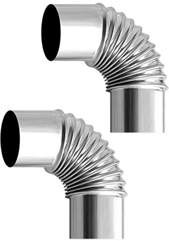 90° Elbow Pipe Ø 60mm, 2 Pack Steel Stove Pipe Elbow, Heat Resistant Flue Pipe for Stoves, Stainless Elbow Chimney Pipe