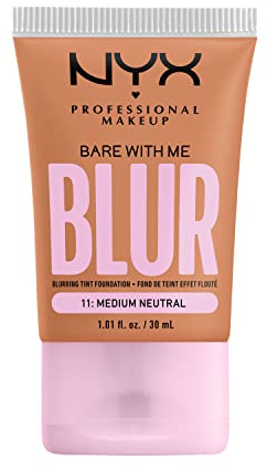 NYX Professional Makeup Blurring Tint Foundation, Medium Coverage, Matte Finish, With Niacinamide, Matcha and Glycerin, 12 Hours Hydrating, Bare With Me Blur, 30 ml, Shade: Med Neutral