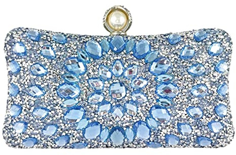 Boutique De FGG Perlenverschluss Kristall Clutch Taschen für Damen Abendtaschen Hochzeitsfeier Strass Clutch Handtasche,Mini