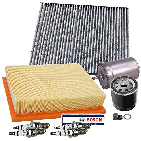 ATEC Germany Inspektionspaket Filterset mit 1x Ölfilter, 1x Luftfilter, 1x Innenraumfilter (Pollenfilter), 1x Kraftstofffilter, 4x Zündkerze WR8DC+, Kompatibel mit VW GOLF 3 (1H1) (1H5), VENTO (1H2)