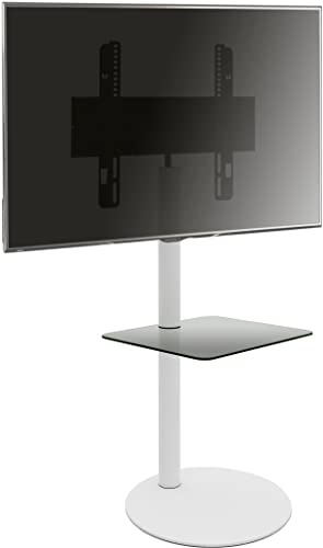 VCM TV-Standfüße 55x45x100 cm ohne Türen Stahl Glas Set Fach Halt | Freistehender, stabiler Standfuß für Flachbildfernseher - in Wohnzimmer oder Büro - für Technikliebhaber