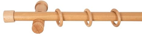 SN Deco - Stilgarnitur Gardinenstange Vorhangstange Cafiro, Holz, moderner Träger, 28 mm, 1-Lauf, Komplettset mit Ringen, 180 cm (Eiche)
