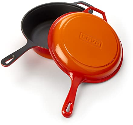Lava Combo de sartén profunda y tapa para sartén, naranja