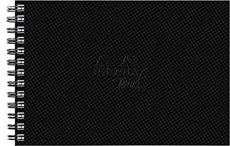 Rhodia 116145C - Rhodia Touch Spiralalbum Watercolor Book, Doppelspirale, feinkörniges Papier aus 100% Baumwolle 300g, 20 Blatt, A5 Querformat, ideal für Aquarell, Schwarz, 1 Stück