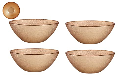Pack de 4 Bol vidrio 15cm - cuenco para ensaladas de cristal dorado