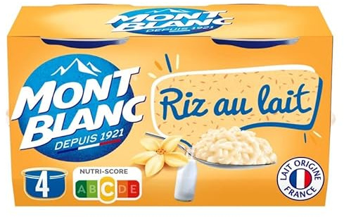 MONT BLANC - Riz Au Lait Français Onctueux - 500g - Dessert Gourmand À Déguster À Tout Moment De La Journée ! - Lot De 3 - Vendu Par Lot