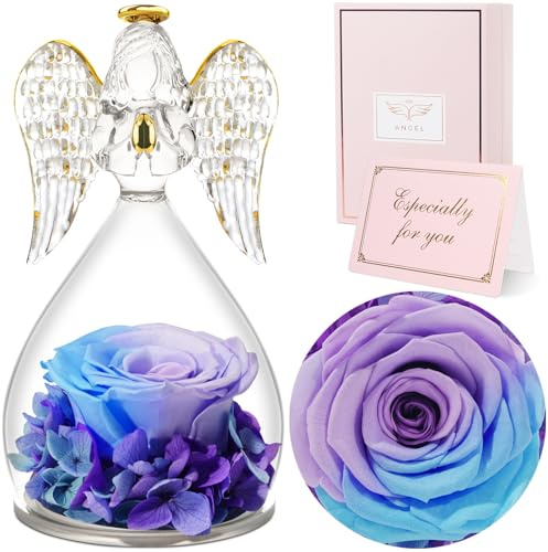 Sunia Ewige Rose Engel Geschenke für Frauen, Engel Figur Geschenke für Mama, Geburtstagsgeschenk für Frauen, Mutter Oma Geschenk, Schutzengel Rose Geschenke zum Muttertag Weihnachten Valentinstag
