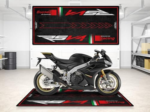 wibeart Tappetino per Moto MPM per RSV4, Lavabile, Antiscivolo, Resistente all'olio e all'Acqua, per Garage, Showroom e Officina | Dimensioni 1: 86.6 x 39.4/220 x 100 cm