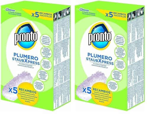 Pronto Staubwedel, 2er Pack (5 Nachfüller), Weiß, Textil, Staubwedel mit auswechselbaren Köpfen