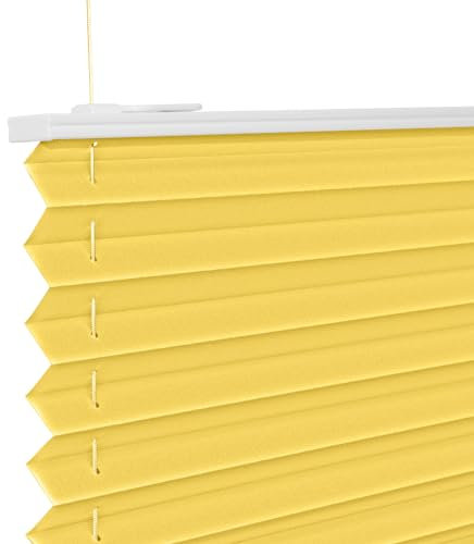Plissee ohne Bohren Gelb 35x110cm Plissee Klemmfix Version Plisseerollo Sichtschutz und Sonnenschutz Blickdicht Easyfix lichtdurchlässig Rollo für Fenster & Tür