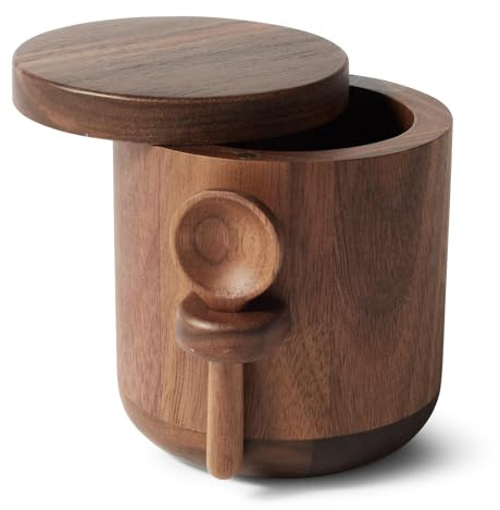 Sur La Table American Black Walnut Salt Keeper – Stylish Countertop Storage for Everyday Cooking