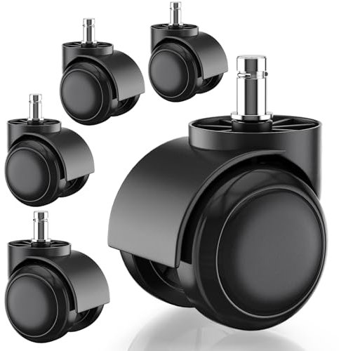 PChero Ruote Sedia Ufficio Solo per 1KEA, 5 Pezzi Ruote per Sedia Ufficio 10mm x 22 mm Rotelle per Sedie da Gioco Parquet Piastrelle Pavimenti Duri Laminata – 250kg