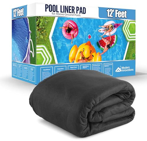 Above Ground Pool Liner Pad, 12' Foot Round, Pre-Cut Heavy Duty Outdoor Pool Pads for Above Ground Pools, Black Swimming Pool Liners for Padding and Protection, Thick Pool Mats to Prevent Punctures