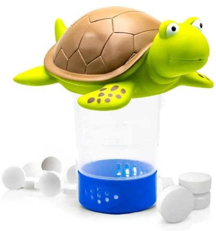 Pool Zubehör Werkzeug, Tragbarer Chlorspender, Süßer Chlorspender, Whirlpool-Schwimmer mit Schildkröten-Design, Verstellbarer Pool-Chlortabletten-Schwimmer, für Schwimmbäder