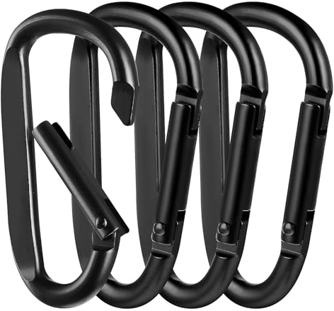 Andibro Lot de 4 mousquetons en aluminium de 6,6 cm - En forme de D - Petit crochet caribéen - Pour sac à dos et clés