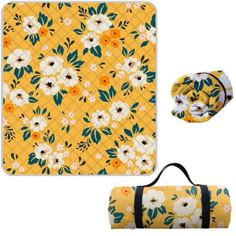 Hayisugal Picknickdecke 200x200 cm Verdickte Stranddecke Sandfrei Wasserdicht Campingdecke Picknickmatte Tragbare Picknickdecke für Strand,Picknick,Wandern,Park,Reisen, Pflanzen Q, 200 x 200 cm