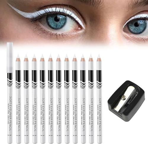 12PCS White Eyeliner Pencils - Waterproof, Long Lasting, Skin Marking Eyeshadow & Highlighter