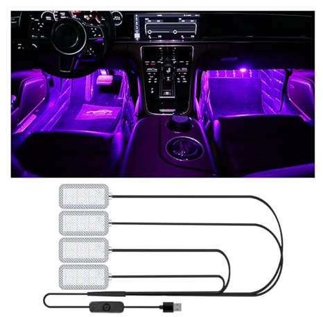 CGEAMDY Innenbeleuchtung - Auto Atmosphärenlicht, 4 in 1 Wasserdichtes LED-Streifenlicht Mit USB-Anschluss, DIY Refit (Rosa)