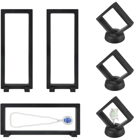 DIBALIYI 6PCS 3D Schweberahmen Display Holder, Transparente Klein Münzhalter Aufbewahrung, Folie Floating Frame für Ring, AA Medaillons, Schmuck, Halskette, Orden, Stempel (3PCS Groß+3PCS Klein)
