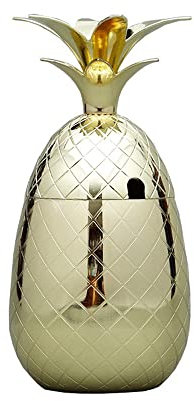 Seau à glace ananas en acier inoxydable pour bar, karaoké, cuisine, fête en plein air, fournitures de fête, 550 ml - Seau à cocktail doré