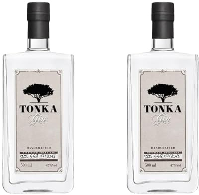 Tonka Gin Handcrafted I 500 ml I 47% vol. I Noten von Vanille Bittermandelöl und würziger Heublume I Vegan (Packung mit 2)