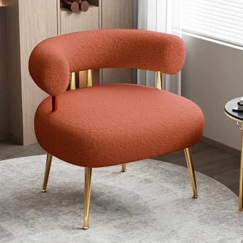 VANTEN Teddy-Sessel, Kommodensessel, Komfortsessel für Wohnzimmerschaukelstuhl, Hocker für Kommode oder Ruheplatz, gepolsterter Schlafzimmersessel (Orange)