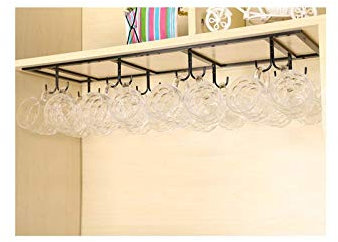 Stainless Steel Under Shelf Cup Hanger Hooks Glassware Storage Rack for Kitchen Bar
