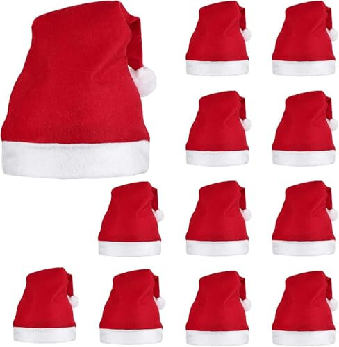 ZYDNANYANG 10 Stück Weihnachtsmützen 30x41cm Weihnachtsmützen Familie Weihnachtsmann Mütze Weihnachtsmütze Familie Rote Santa Mütze Perfekt für Weihnachtsmann