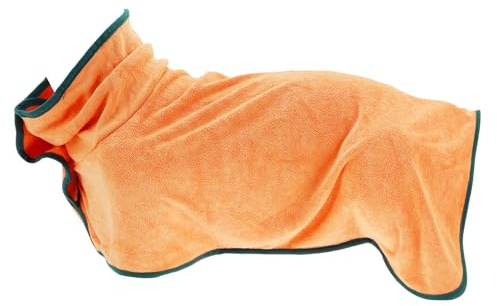 CAPASTEC Hundebademantel Schnell Trocknend Orange 1 STK Nach Bad | Weiches Polyester, Maschinenwaschbar, Für Alle Hunderassen, Größen XS-XL, Länge 50cm, Rückenlänge 45-55cm, Gewicht 14-24kg