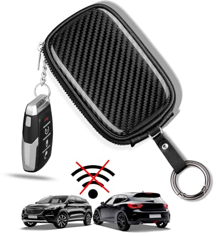 Carbon Zone Faraday Key Fob Protector Carbon Fiber Car Key Shielding Bag for RFID Signal Blocking Anti-Theft Accessory for RFID Blocking Car Key Pouch Anti-Theft Car Security Cage