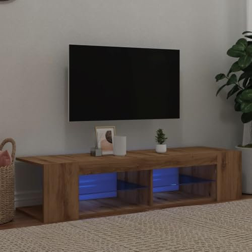 ShGaxin Meuble TV avec lumières LED en bois de chêne Artisan 135 x 39 x 30 cm, table TV, meuble TV, meuble TV, meubles de salon, table de salon TV - 856324