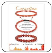 ZENGSING Edelsteine Stretch Armband, 3 Stück Naturstein Perlen Stretch-Armband, 4mm/8mm Damen Edelstein Armbands, Chakra Steine, Naturstein Armbands Set für Frauen Männer Teens (Rot)