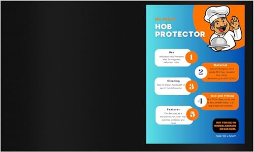 Induction Hob Protector Mat Covers 59 x 52 cm - Heat Resistant Non-Slip Silicone Work Top Saver for Kitchens Cooktop Stove Cover (Magnetic) Prevents Scratches and Scuffs Cuts to Size Easy Clean Glass