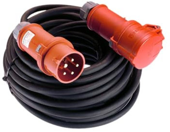 CEE-Stromkabel 16 A 5-polig, Querschnitt 2,5 mm Verlängerungskabel Starkstromkabel Kraftstromkabel Starkstromverlängerung Gummiverlängerung H07RN-F 5G, spitzwassergeschützt IP 44-10 m