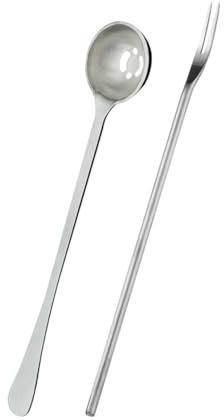 2 cucharas de acero inoxidable para pepinillos y aceitunas de metal con agujeros, mango largo, cuchara para servir alimentos