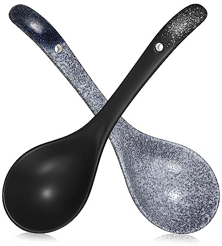 2 Pcs Ceramic Japanese Style Long Handle Soup Spoons Big Spoons