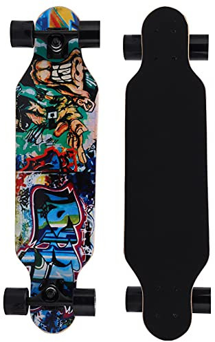 Longboard, Kids Skateboard Cruiser Skateboards, 8 Schichten Nordosthaple, Wärmeübertragungsmuster, Zum Pendeln, Kreuzfahrten, Schnitzen und Downhill -Reiten, für Anfänger